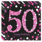 Servietten Pink Celebration 50, zum 50. Geburtstag