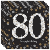 Servietten Sparkling Celebration 80, zum 80. Geburtstag