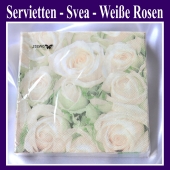 Servietten Svea - Weiße Rosen, 20 Stück, 3-lagig
