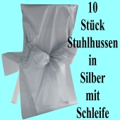 Stuhlhussen, Silber, mit Schleife, 10 Stück