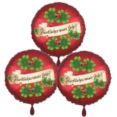 3 Folien-Luftballons Bouquet "Glückliches Neues Jahr" satin de luxe