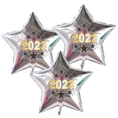 Silvester Bouquet bestehend aus 3 Sternballons in Silber mit Helium, 2023 Feuerwerk
