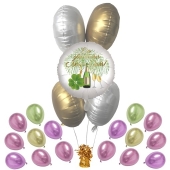 5 Helium-Luftballons Bouquet "Ein glückliches Neues Jahr" satin de luxe