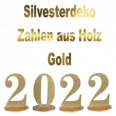 Dekoration Silvester, Tischdeko, Zahlen aus Holz, 2022, Gold