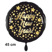 Silvester Luftballon: Happy New Year schwarz-gold, 45 cm