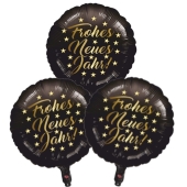 3 Folien-Luftballons Bouquet "Frohes Neues Jahr" schwarz