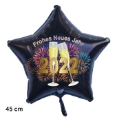 Silvester Luftballon, Sternballon aus Folie, 2022 - Feuerwerk - Frohes Neues Jahr