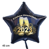 Silvester Luftballon, Sternballon aus Folie, 2023 - Feuerwerk - Frohes Neues Jahr