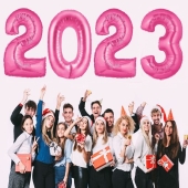 Silvester 2023, pink,1 m grosse Zahlen, befüllbare Ballons aus Folie