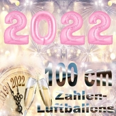 Silvester 2022, rosa,1 m grosse Zahlen, befüllbare Ballons aus Folie