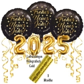 Silvester Dekorations-Set mit Ballons Frohes Neues Jahr 2025, 8 Teile