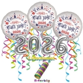 Silvester Dekorations-Set mit Ballons Frohes Neues Jahr 2026, 8 Teile