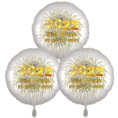 Silvestergrüße mit Heliumballons, 3 Folienballons Viel Glück im neuen Jahr, 2022