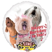 Singender Ballon, Happy Barkday to You mit Hunden, ohne Helium