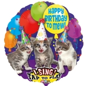 Singender Ballon, Happy Birthday to Mew mit Katzen, ohne Helium