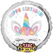 Singender Ballon Happy Birthday Unicorn Party