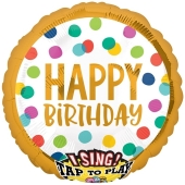 Singender Ballon, Happy Birthday Dots, ohne Helium