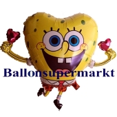 Luftballon SpongeBob, Herz-Folienballon mit Ballongas