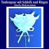 Taubenpaar-mit-Schleife-und-Ringen-Steckdekoration-Hochzeit