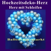 Dekoration zur Hochzeit, Herzdekoration aus Luftballons mit Hochzeitsschleifen, 65 cm