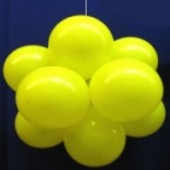 Ballonkugel mit Luftballons, Latex 30cm Ø, 150 Stück / Gelb