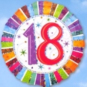 Folienballon Geburtstag 18., Birthday Prismatic (heliumgefüllt)