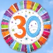 Folienballon Geburtstag 30., Birthday Prismatic (heliumgefüllt)