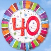 Folienballon Geburtstag 40., Birthday Prismatic (heliumgefüllt)