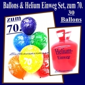 Helium- Einwegbehälter mit 30 Luftballons zum 70. Geburtstag