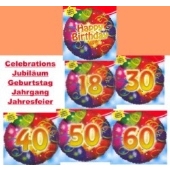 Folienballons Geburtstag, Jubiläum, Kombination mit 2 Stück (heliumgefüllt)
