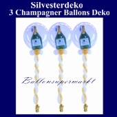 Silvesterballons, Ballondeko-Bubbles, Sekt-Champagner, 3 Stück