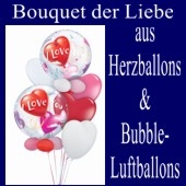 Bouquet der Liebe aus Herzluftballon und Bubble Luftballons (mit Helium)