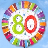 Folienballon Geburtstag 80.,Birthday Prismatic (ohne Helium)
