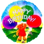Happy Birthday Balloon Bear, Luftballon aus Folie (ohne Helium)