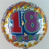 Happy Birthday Luftballon aus Folie, Prismatik-Ballon, 18. Geburtstag (ohne Helium)
