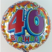 Happy Birthday Luftballon aus Folie, Prismatik-Ballon, 40. Geburtstag (ohne Helium)