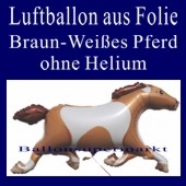 Braun-Weißes Pferd, Luftballon aus Folie, ohne Ballongas