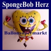 Luftballon SpongeBob, Herz-Folienballon ohne Ballongas
