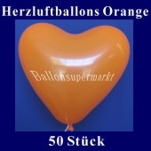 Herzluftballons Orange 50 Stück