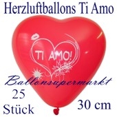 Herzluftballons Ti Amo, 30 cm, 25 Stück