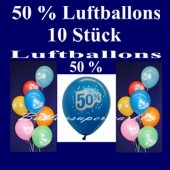 Luftballons 50 Prozent, 10 Stück, bunt gemischt