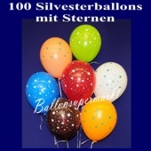 Silvester Luftballons mit Sternen, 100 Stück, Silvester-Sterne-Ballons