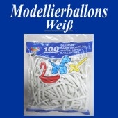 Modellierballons, Weiß, 100 Stück