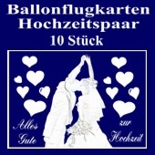 Ballonflugkarten Hochzeit, Hochzeitspaar, Glückwünsche, 10 Karten