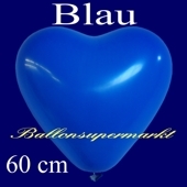 Riesen-Herzluftballons Blau 10 Stück, 60 cm Ø, Heliumqualität