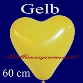 Riesen-Herzluftballon Gelb 1 Stück, 60 cm Ø, Heliumqualität