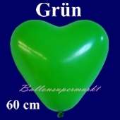 Riesen-Herzluftballons Grün 10 Stück, 60 cm Ø, Heliumqualität