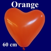 Riesen-Herzluftballon Orange 1 Stück, 60 cm Ø, Heliumqualität
