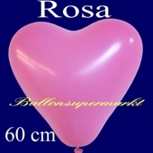 Riesen-Herzluftballons Rosa 10 Stück, 60 cm Ø, Heliumqualität