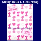 String Dekoration 1. Geburtstag, Rosa